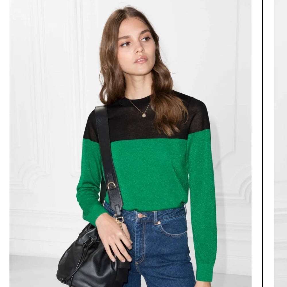 & other stories black green mock neck sweater size XS